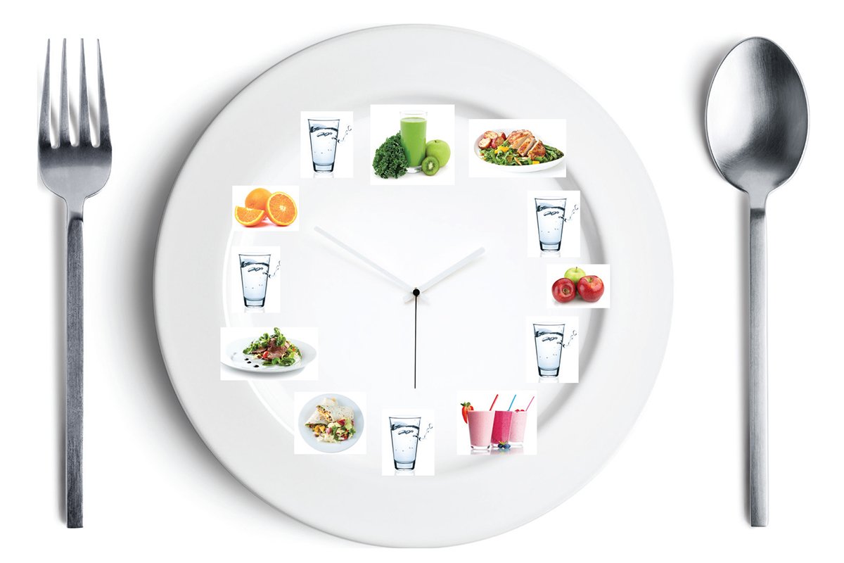 板材用食物在它被安排像时钟